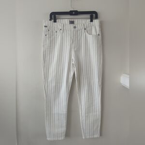 Citizens of humanity racket crop in cream straight highrise skinny jeans size 32